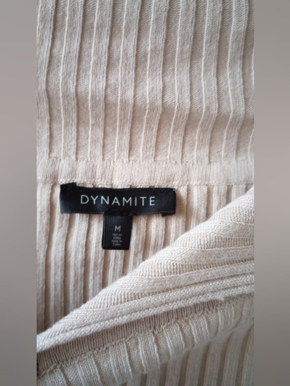 Dynamite Medium Off-Shoulder Ribbed Sweater Top - Cream - Picture 13 of 15